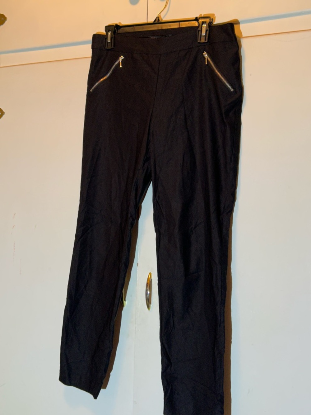 Zac & Rachel Black Straight Leg Pants with Silver Zippers